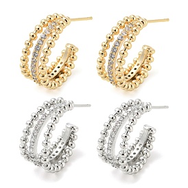Brass Stud Earrings with Glass, Split Earrings