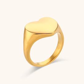 Stylish Minimalist 18K Gold Plated Heart Ring for Women - Stainless Steel Fashion Jewelry