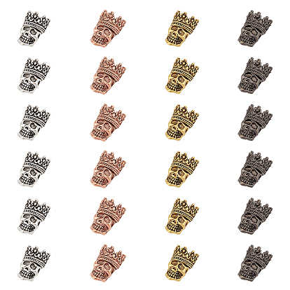 Tibetan Style Alloy Beads, Skull with Crown