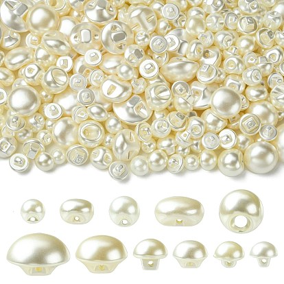 Примерно 660 шт. 330 г 11 стили 1 -отверстия, АБС-пластик, имитация жемчуга, пуговицы, полукруглый и гриб