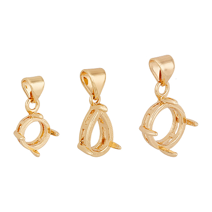 3 шт. 3 стили латунный кулон с настройками кабошона, подвеска в виде корзины с креплением на шпильках, подвесные оправы с открытой задней рамкой, плоский круглый и слезинка