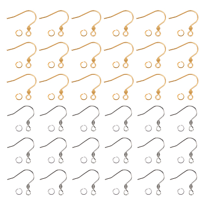 200 шт. 2 стиль 304 крючки для серег из нержавеющей стали, с горизонтальными петлями и соединительными кольцами 200шт.