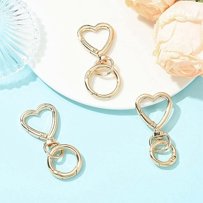 3 Pcs anillos de resorte de aleación para puerta, corazón, con cierres giratorios