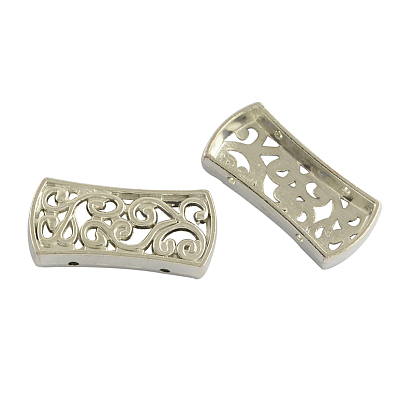 Tibetan Style Alloy Hollow Multi-Strand Links, Rectangle, Cadmium Free & Lead Free, 25x12x4mm, Hole: 1mm