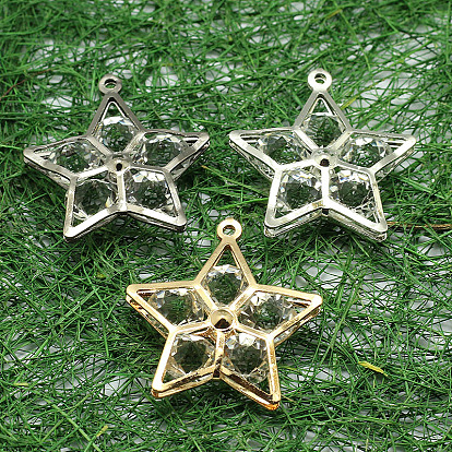 Star Iron Rhinestone Pendants, 28x28x7.5mm, Hole: 1.5mm