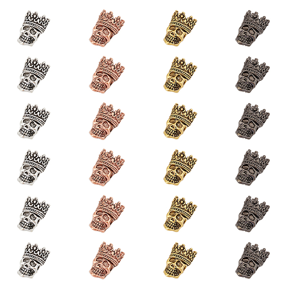 Tibetan Style Alloy Beads, Skull with Crown