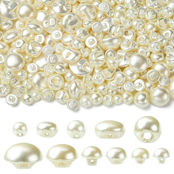 Примерно 660 шт. 330 г 11 стили 1 -отверстия, АБС-пластик, имитация жемчуга, пуговицы, полукруглый и гриб