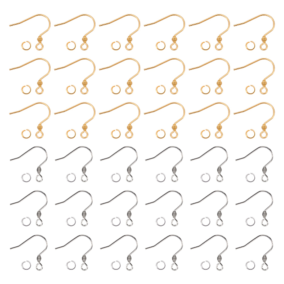 200 шт. 2 стиль 304 крючки для серег из нержавеющей стали, с горизонтальными петлями и соединительными кольцами 200шт.