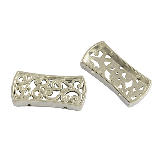 Tibetan Style Alloy Hollow Multi-Strand Links, Rectangle, Cadmium Free & Lead Free, 25x12x4mm, Hole: 1mm