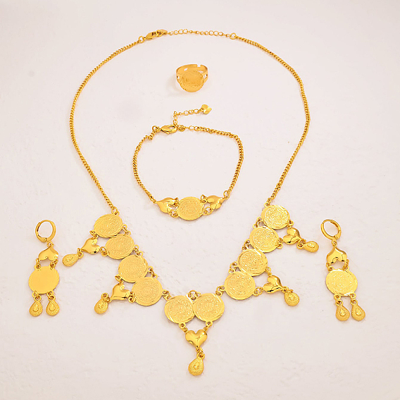 Комплекты из старинных латунных монет, браслетов, серег, ожерелий и колец для женщин