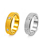 304 Stainless Steel Crystal Rhinestone Rotating Finger Rings, Fidget Spinner Ring for Calming Worry Meditation