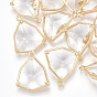 Glass Pendants, with Brass Findings, Faceted, Heteromorphism, Golden