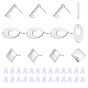 304 Stainless Steel Stud Earring Findings, with Loop and Silicone Ear Nuts, Mixed Shapes