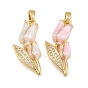 Latón micro pavimenta claro colgantes de circonio cúbico, con esmalte, encantos de tulipanes, real 18 k chapado en oro