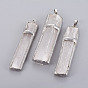 Natural Selenite Big Pendants, with Platinum Tone Brass Findings, Rectangle