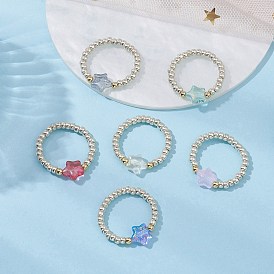 Стеклянные бусинки стрейч-кольца, звезда