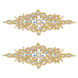 Appliques en strass thermocollantes en forme de losange, accessoires de décoration en strass pour garniture de couture en verre cristal