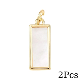 2 шт. прямоугольные подвески из натуральной ракушки, с латунной, стойки покрытие, долговечный, без кадмия и без свинца, цвет морской раковины