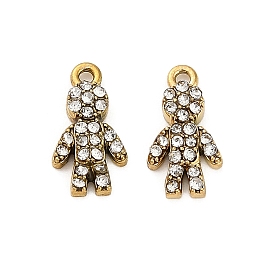 304 кулон из нержавеющей стали со стразами., ионное покрытие (ip), шармы в форме человека 