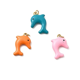 304 нержавеющей стальной эмали подвески, подвески в форме дельфина, ионное покрытие (ip), реальный 18 k позолоченный, с целью перехода в кольце