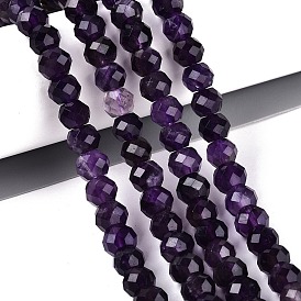 Natural Amethyst Beads Strands, Rondelle, Faceted