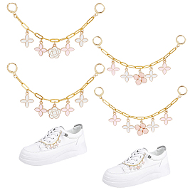 4шт. 2 стили латунные цепочки-скрепки цепи для ремней для ботинок, цветок, с подвесками из эмали и сплава 