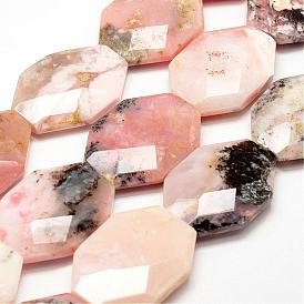 Rose naturel perles d'opale brins, facette, ovale