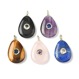 Природных драгоценных камней подвески, подвески в форме слезы с латунной микрофиброй из кубических цирконий, золотые, цвет циркона случаен