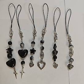 Colgantes decorativos de aleación de estilo tibetano y acrílico opaco, con fornituras de hierro plateado platino