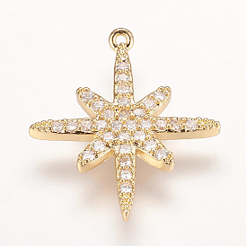 Латунные микро проложить кубического циркония подвески, звезда