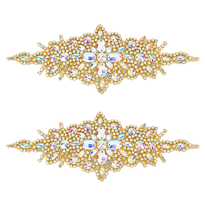 Appliques en strass thermocollantes en forme de losange, accessoires de décoration en strass pour garniture de couture en verre cristal