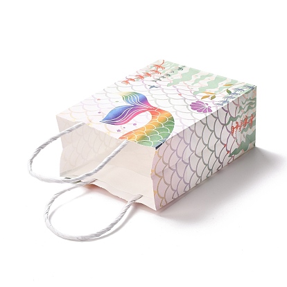 Rectangle Foldable Creative Kraft Paper Gift Bag, with Handle, Wedding Favor Bag