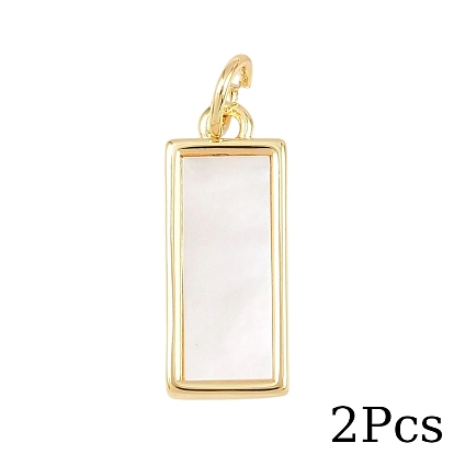 2 шт. прямоугольные подвески из натуральной ракушки, с латунной, стойки покрытие, долговечный, без кадмия и без свинца, цвет морской раковины