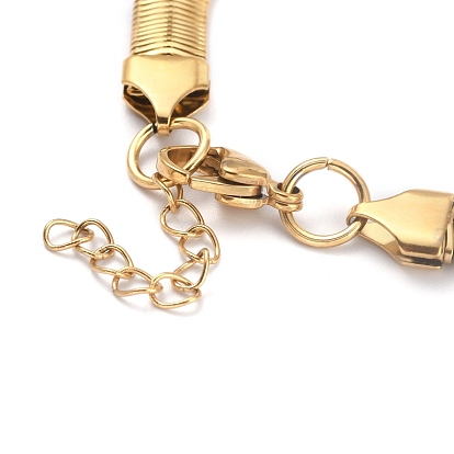 Ion Plating(IP) 304 Stainless Steel Flat Snake Chain Bracelets, with Lobster Claw Clasps