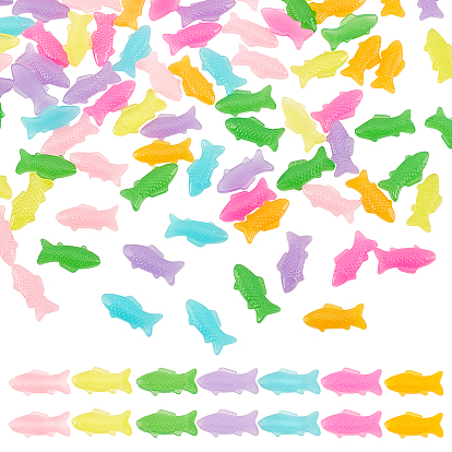 140Pcs 7 Colors Resin Cabochons, Frosted, Fish