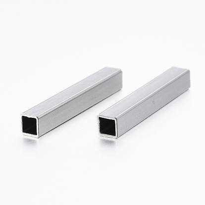 304 Stainless Steel Tube Beads, Cuboid