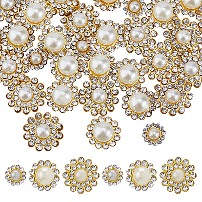 160 шт. стеклянные стразы пришивные, цветок, с золотистой железной основой