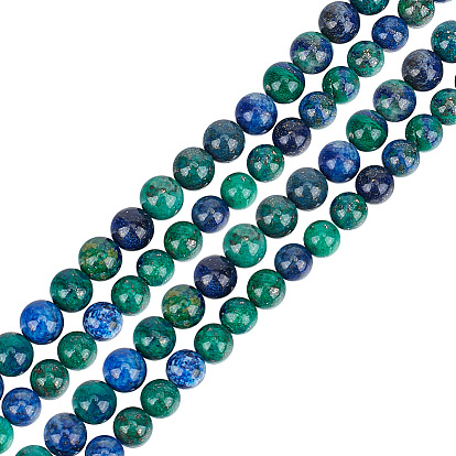 2 нити из натурального хризоколла и лазурита бусины нити, круглые, окрашенные