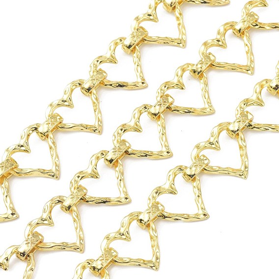 Alloy Link Chains, with Spool, Long-Lasting Plated, Unwelded, Heart