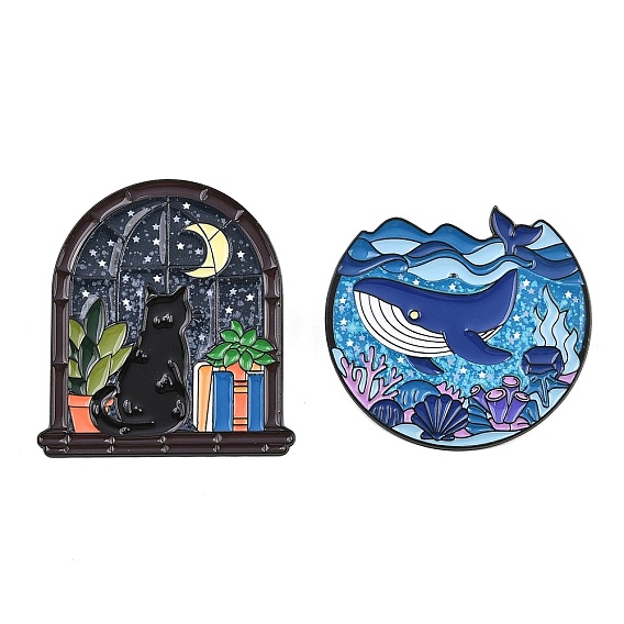 Эмалевые булавки, булавки для лацканов из сплава для одежды рюкзака, чёрные