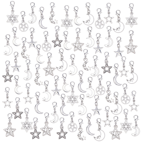 72шт 12 стиль сплав подвесные украшения, Сплав с застежками когтя омара, разнообразные