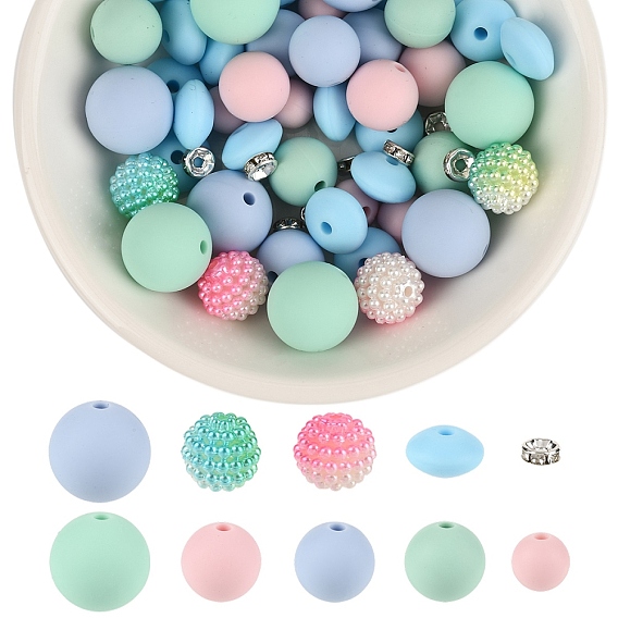 Ювелирные изделия, в том числе искусственные жемчужные акриловые бусины, силиконовые бусины и латунные бусины-разделители со стразами