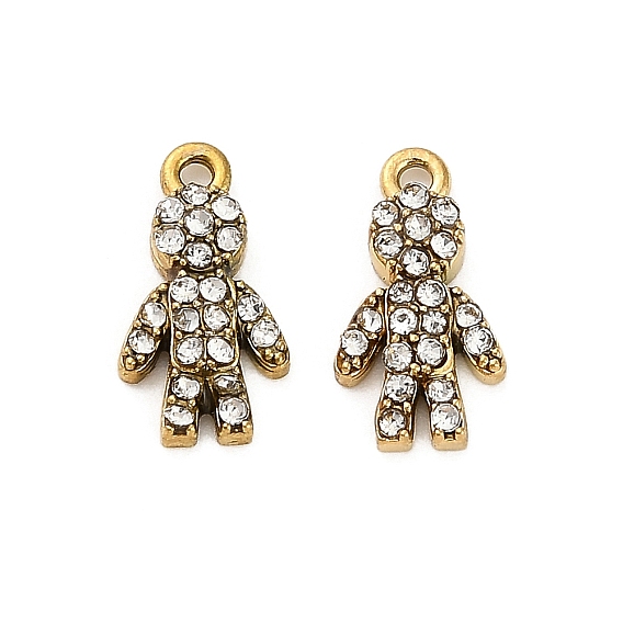 304 кулон из нержавеющей стали со стразами., ионное покрытие (ip), шармы в форме человека 