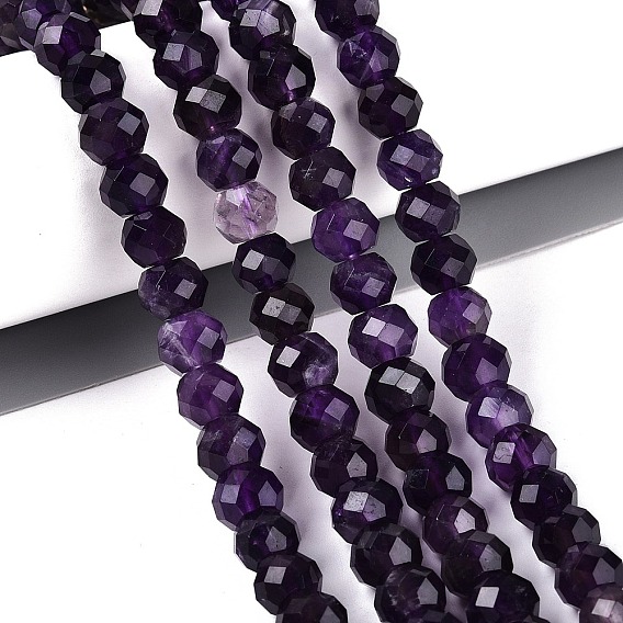 Natural Amethyst Beads Strands, Rondelle, Faceted