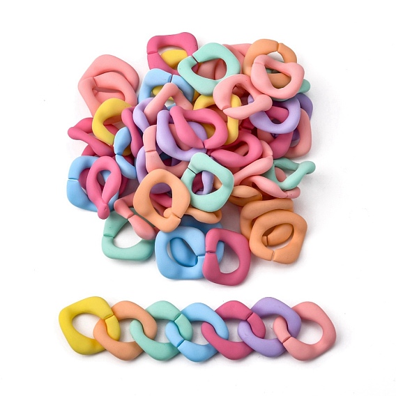 Rubberized Style Acrylic Linking Rings, Quick Link Connectors, For Curb Chains Making, Twist
