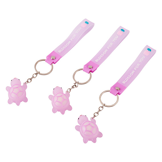 3шт. ПВХ подвески в виде черепахи для брелоков, платина