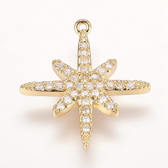 Латунные микро проложить кубического циркония подвески, звезда