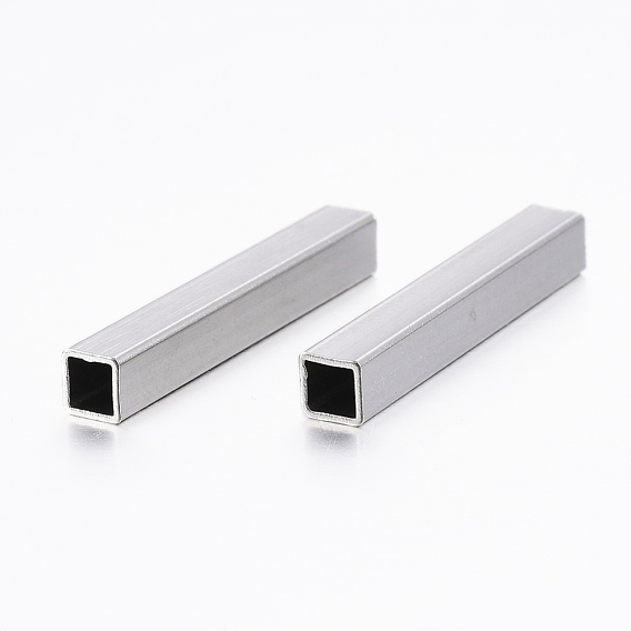 304 Stainless Steel Tube Beads, Cuboid