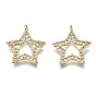 Brass Micro Pave Clear Cubic Zirconia Pendants, Star