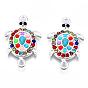 Alloy Links, with Colorful Resin and Rhinestone, Sea Turtle